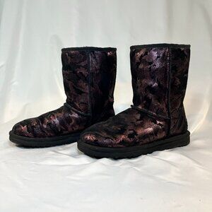 UGG Burgundy Metallic Camo Short Boots | Women’s 8